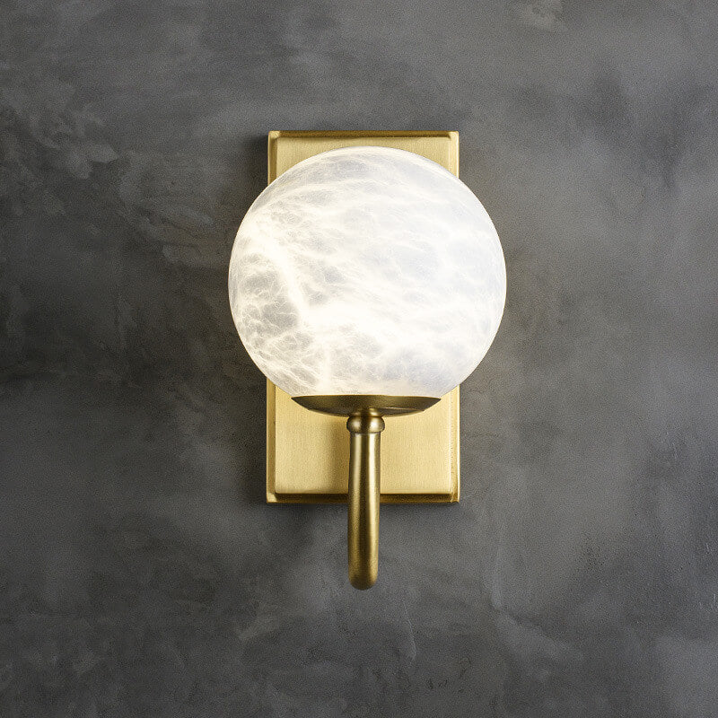 Chinese Marble Spherical Shade 1-Light Wall Sconce Lamp