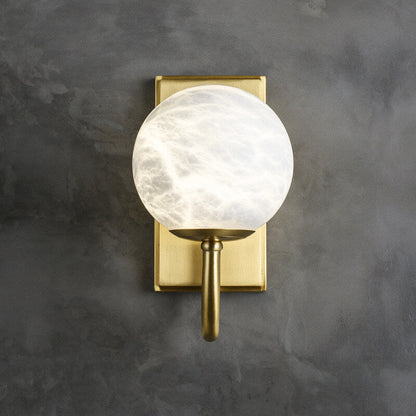 Chinese Marble Spherical Shade 1-Light Wall Sconce Lamp