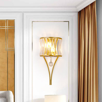 Half Triangle Iron Crystal 1-Light Wall Sconce Lamp