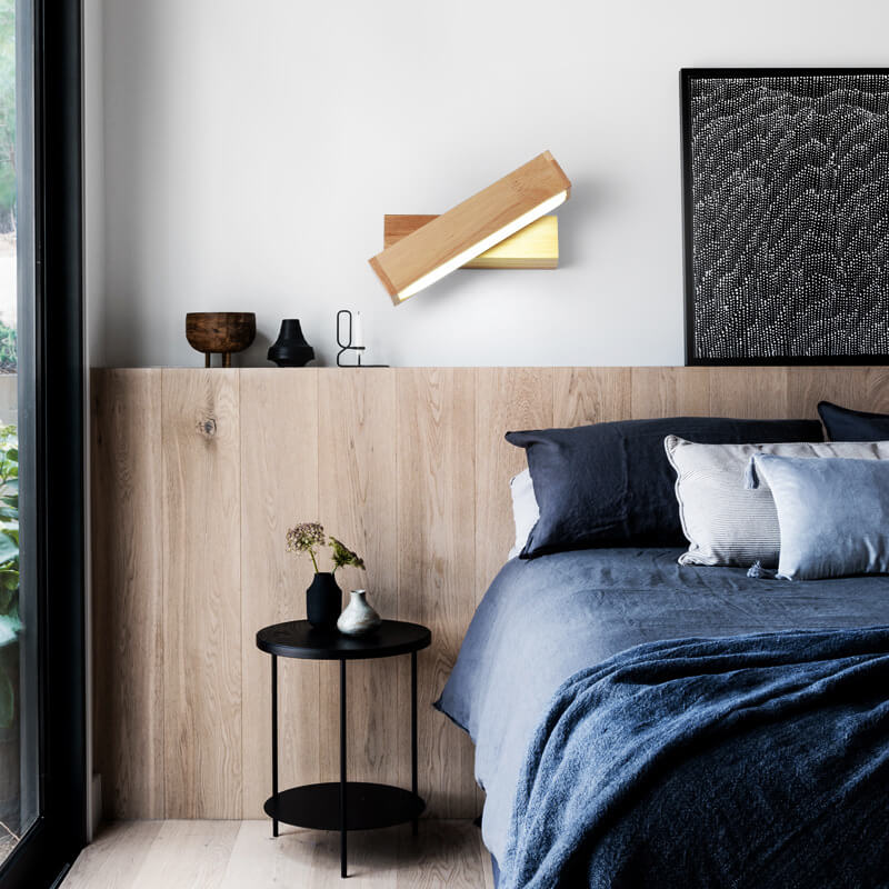 Log Wooden Rectangular Rotatable LED Wall Sconce Lamp