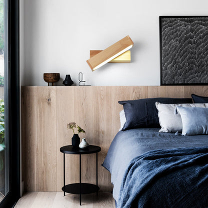 Log Wooden Rectangular Rotatable LED Wall Sconce Lamp