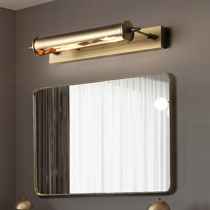 Bronze Column Bar 1-Light Mirror Front Wall Sconce Lamp