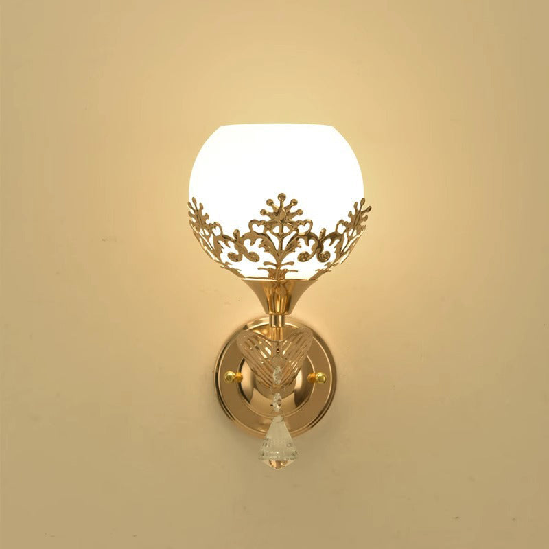 Minimalist Round Flower Iron Glass 1-Light Wall Sconce Lamp