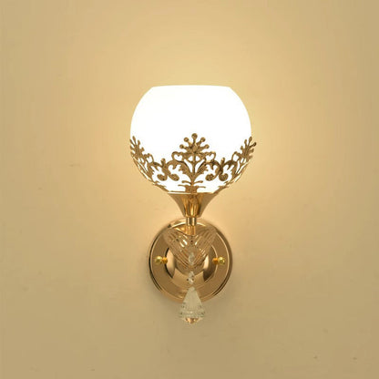 Minimalist Round Flower Iron Glass 1-Light Wall Sconce Lamp