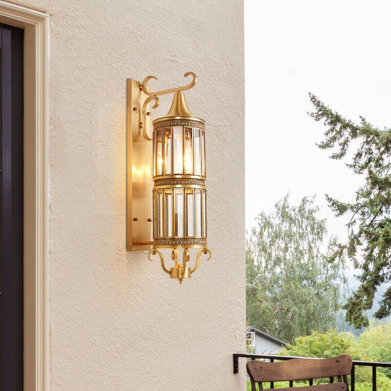 European Light Copper Glass 1/3-Light Wall Sconce Lamp