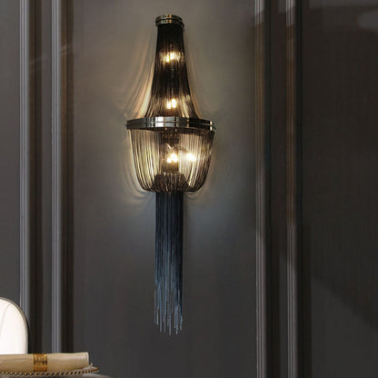 Aluminum Iron Tassel Sprocket 4-Light Wall Sconce Lamp