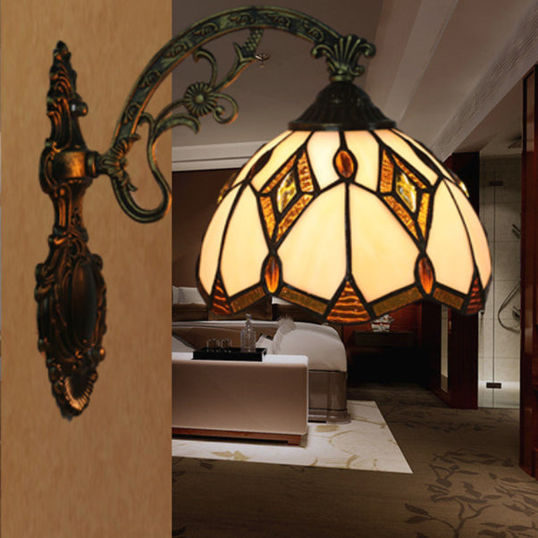 Tiffany Baroque Geometric Bowl 1-Light Wall Sconce Lamp