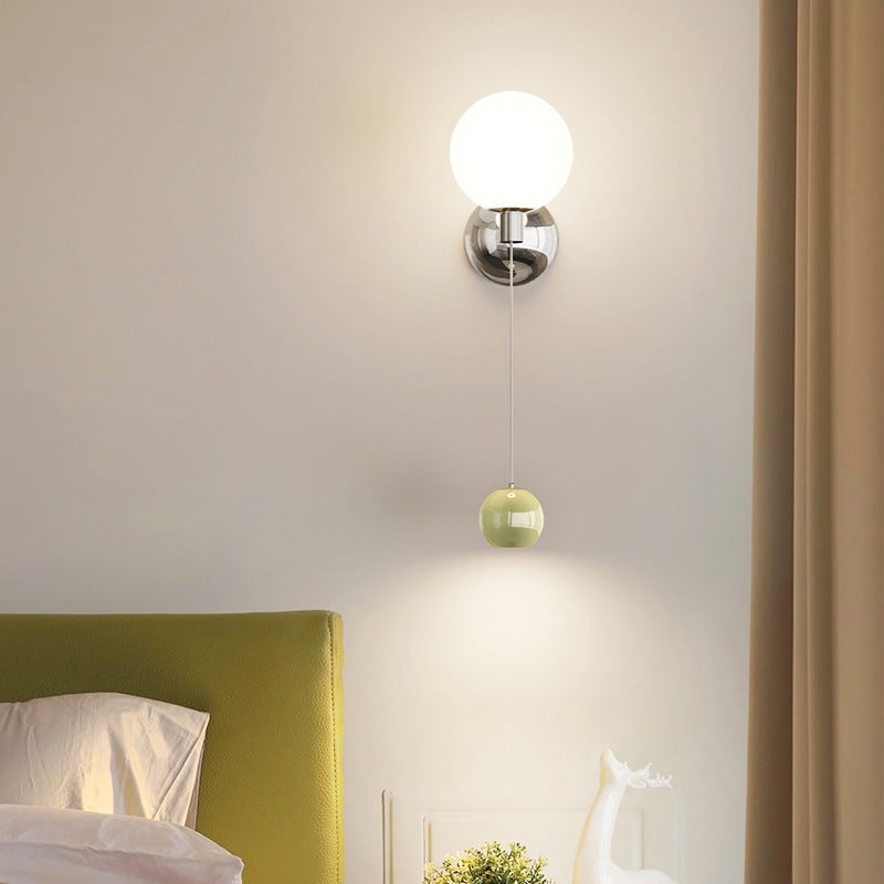 Simplicity Glass Shade Iron Ball LED Wall Sconce Lamp