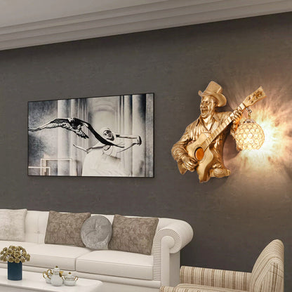 Guitar Player Resin Crystal 1-Light Wall Sconce Lamp