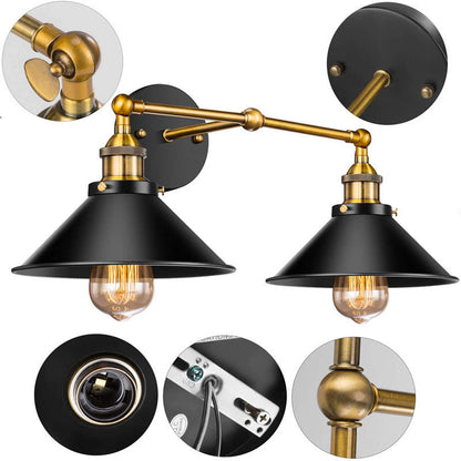 Industrial Tapered Pipe Iron 2-Light Wall Sconce Lamp