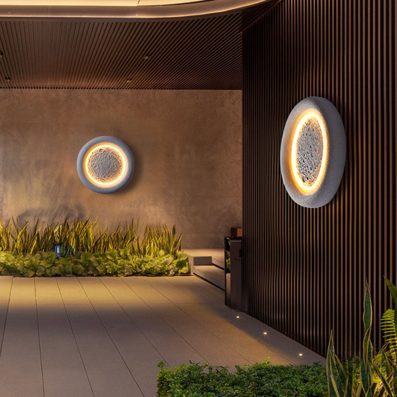 Chinese Moon Texture Shade LED Waterproof Wall Sconce Lamp