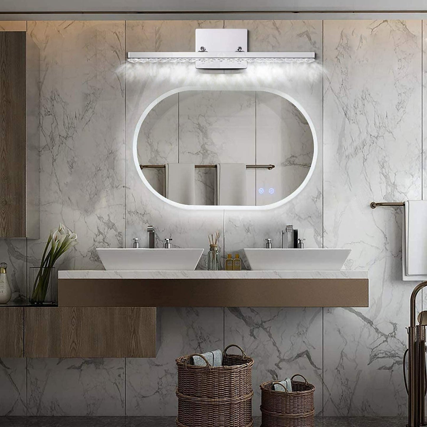Strip Steel Crystal LED Wall Sconce Lamp Vanity Light