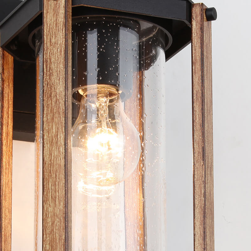 Simplicity Iron Glass 1-Light Outdoor Wall Sconce Lamp