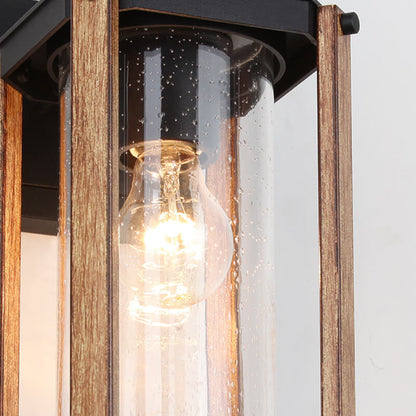 Simplicity Iron Glass 1-Light Outdoor Wall Sconce Lamp