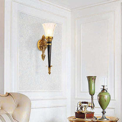 Full Copper Frame Horn Shade 1-Light Wall Sconce Lamp