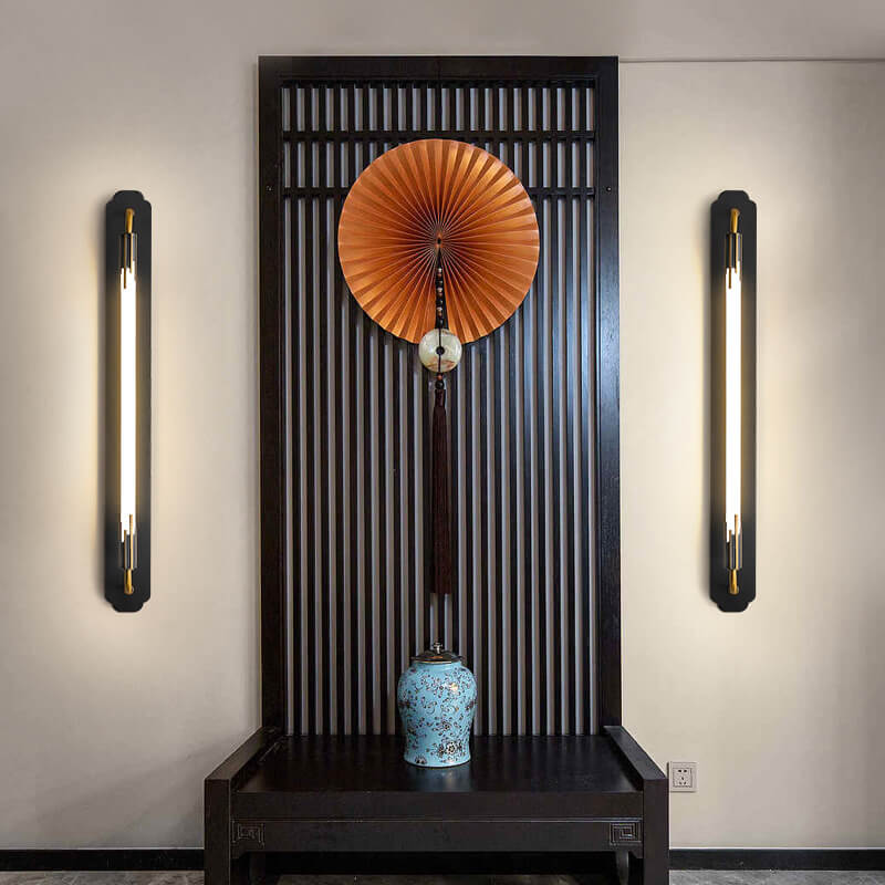 Minimalist All Copper Straight Strip LED Wall Sconce Lamp