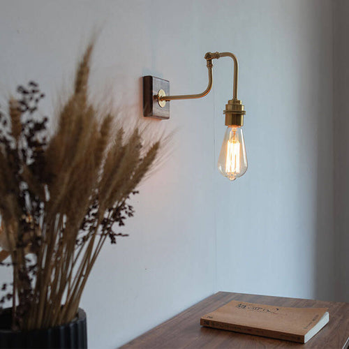 Traditional Square Walnut Copper 1-Light Wall Sconce Lamp