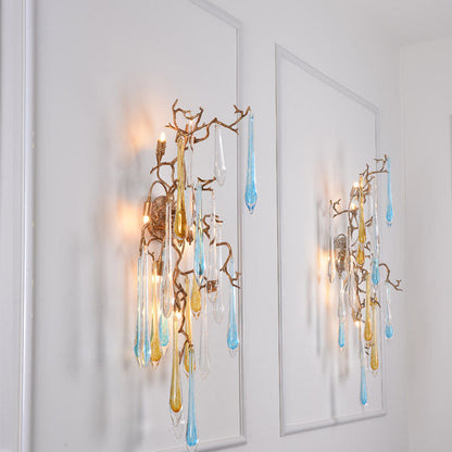 Deco Drops Full Copper Crystal 6-Light Wall Sconce Lamp