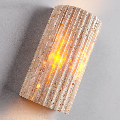 Japanese Travertine Half-Cylinder LED Wall Sconce Lamp