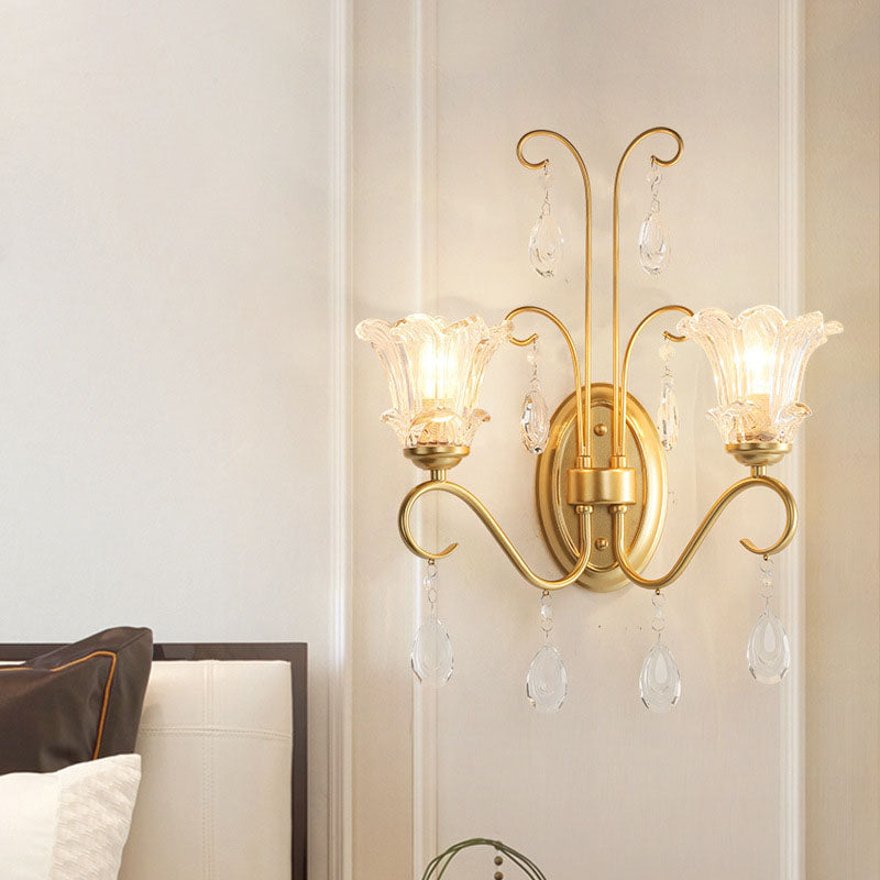 Traditional French Crystal Branch 2-Light Wall Sconce Lamp