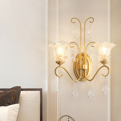 Traditional French Crystal Branch 2-Light Wall Sconce Lamp
