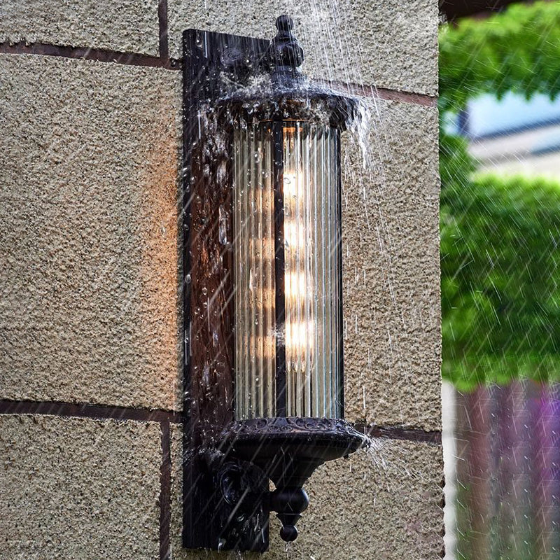 Waterproof Aluminum Glass Cylinder 1-Light Wall Sconce Lamp