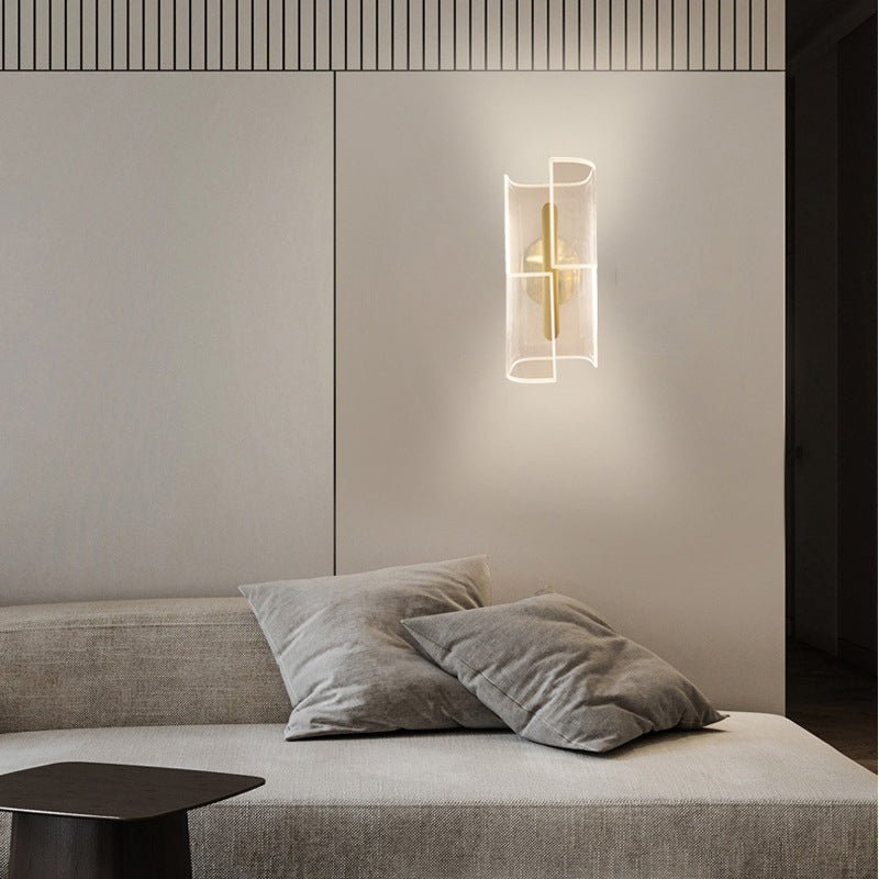 Iron Column Cut Lozenge Line LED Wall Sconce Lamp