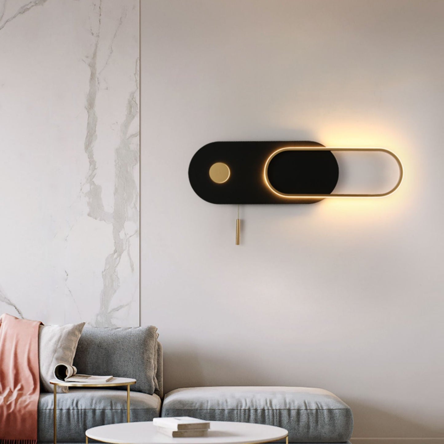 Modern Minimalist Oval Iron Acrylic LED Wall Sconce Lamp