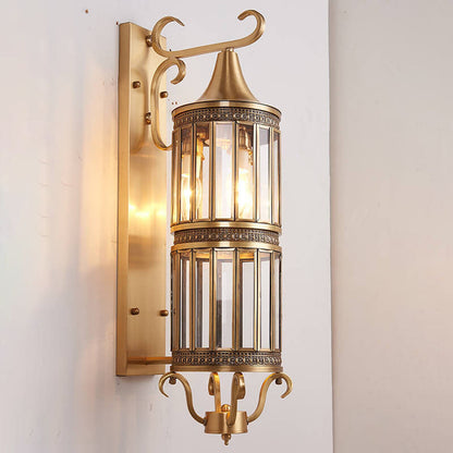 Copper Glass Tubular Shade 1/3-Light Wall Sconce Lamp