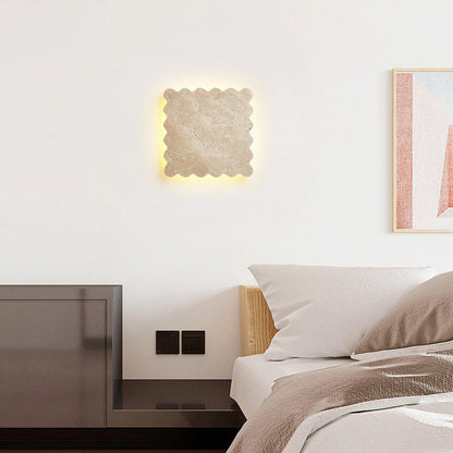 Japanese Travertine Corrugated Square LED Wall Sconce Lamp