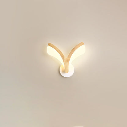Japanese Curved Wood Acrylic LED Wall Sconce Lamp