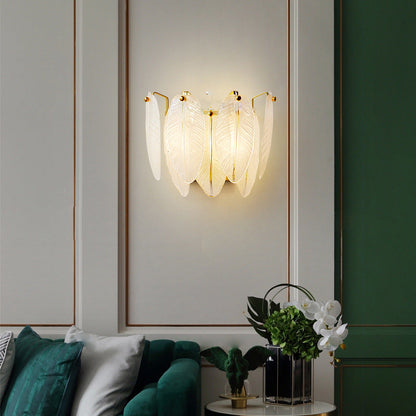 Creative Feather Iron Glass 1-Light Wall Sconce Lamp