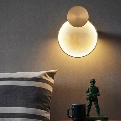 Modern Minimalist Round Iron Marble LED Wall Sconce Lamp