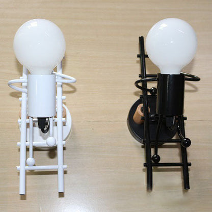 Little People Climbing Stairs Iron 1-Light Wall Sconce Lamp