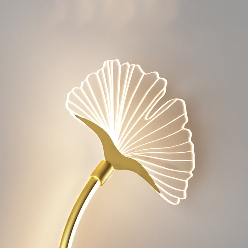 Iron Aluminum Acrylic Line Ginkgo Leaf LED Wall Sconce Lamp
