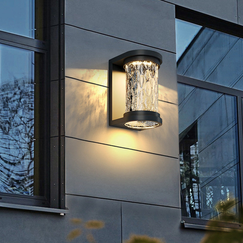 Waterproof Steel Glass Cylinder LED Wall Sconce Lamp