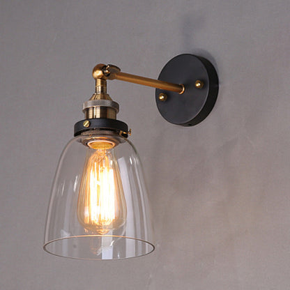 Industrial Round Cup Iron Glass 1-Light Wall Sconce Lamp