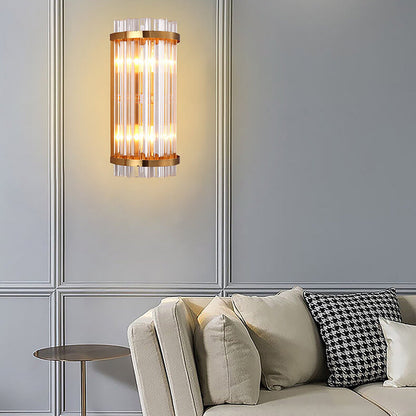 Luxury Crystal Plated Column 2-Light Wall Sconce Lamp
