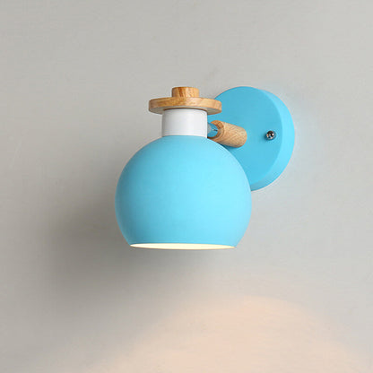 Dome Iron Solid Wood Macaroon 1-Light Wall Sconce Lamp