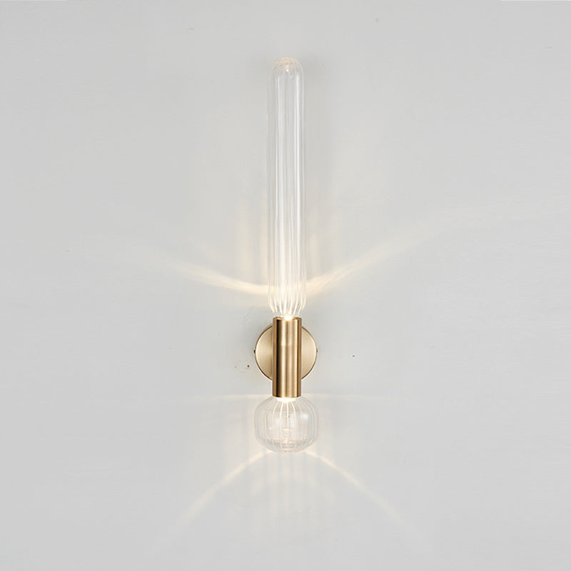 Minimalist Cylinder Striped Glass Iron LED Wall Sconce Lamp
