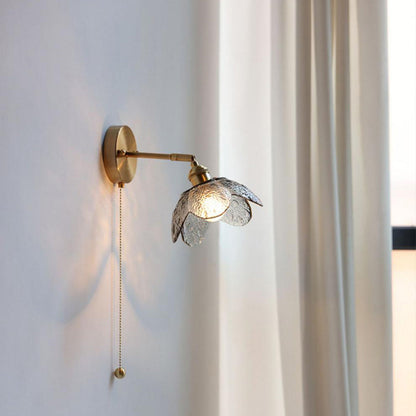 Scandinavian Copper Glass Flower 1-Light Wall Sconce Lamp