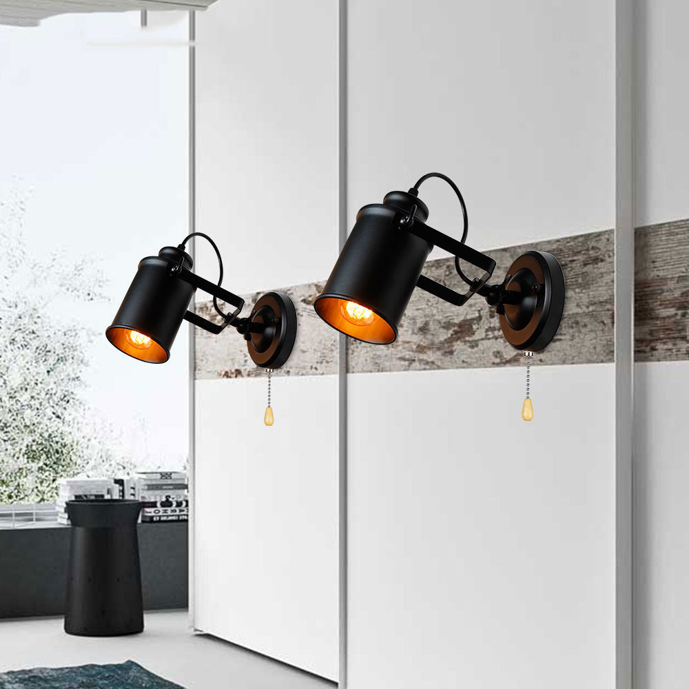 Cylindrical Iron 1-Light Spotlight Wall Sconce Lamp