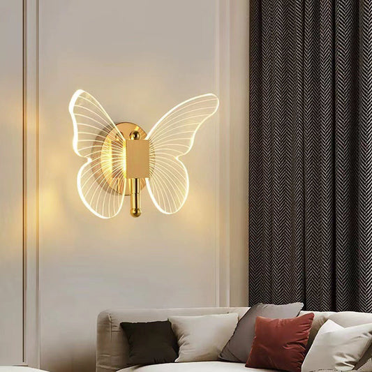 Minimalist Butterfly Metal Acrylic LED Wall Sconce Lamp