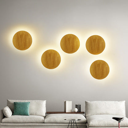 Minimalist Round Irregular Oval Wood LED Wall Sconce Lamp