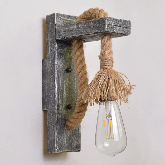 Vintage Solid Wooden Twine 1-Light Wall Sconce Lamp