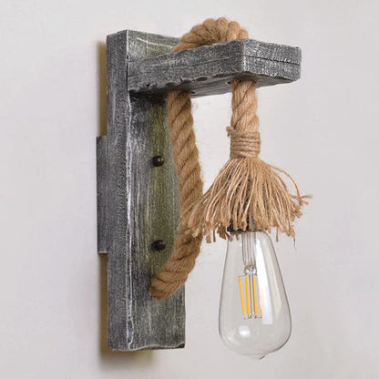 Vintage Solid Wooden Twine 1-Light Wall Sconce Lamp