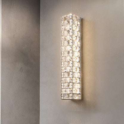 Rectangle Stainless Steel Crystal LED Wall Sconce Lamp