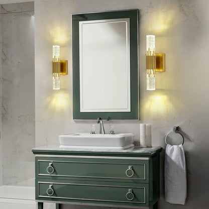 Stainless Steel Column Crystal Shade LED Wall Sconce Lamp