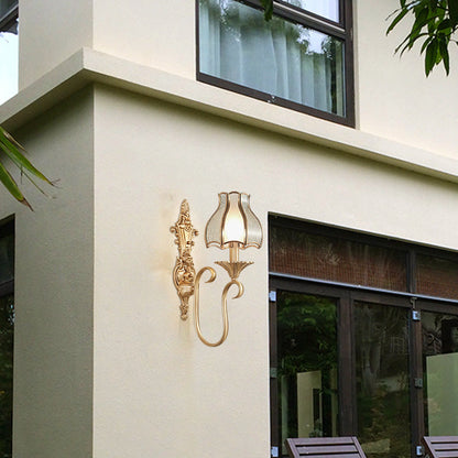 European Light Copper Glass 1/2-Light Wall Sconce Light