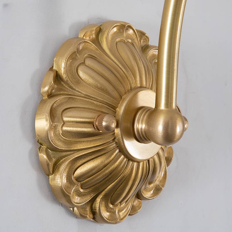 European Floral Copper Glass 1-Light Wall Sconce Lamp